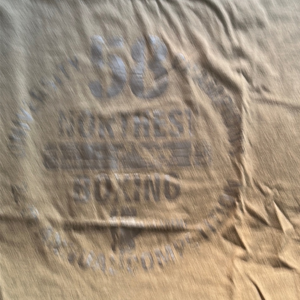 Size M4you jeans Tshirt with Boxing logo Brown small hole on back